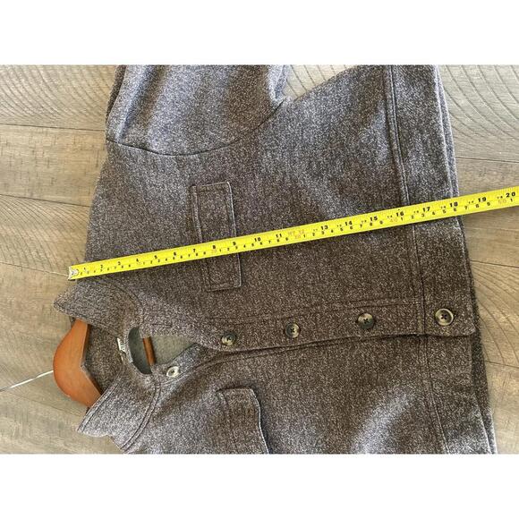 Double Zero Cropped Button Up Long Sleeve Shacket Sweater Heathered Brown Large - Picture 9 of 9